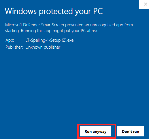 SmartScreen: click Run anyway